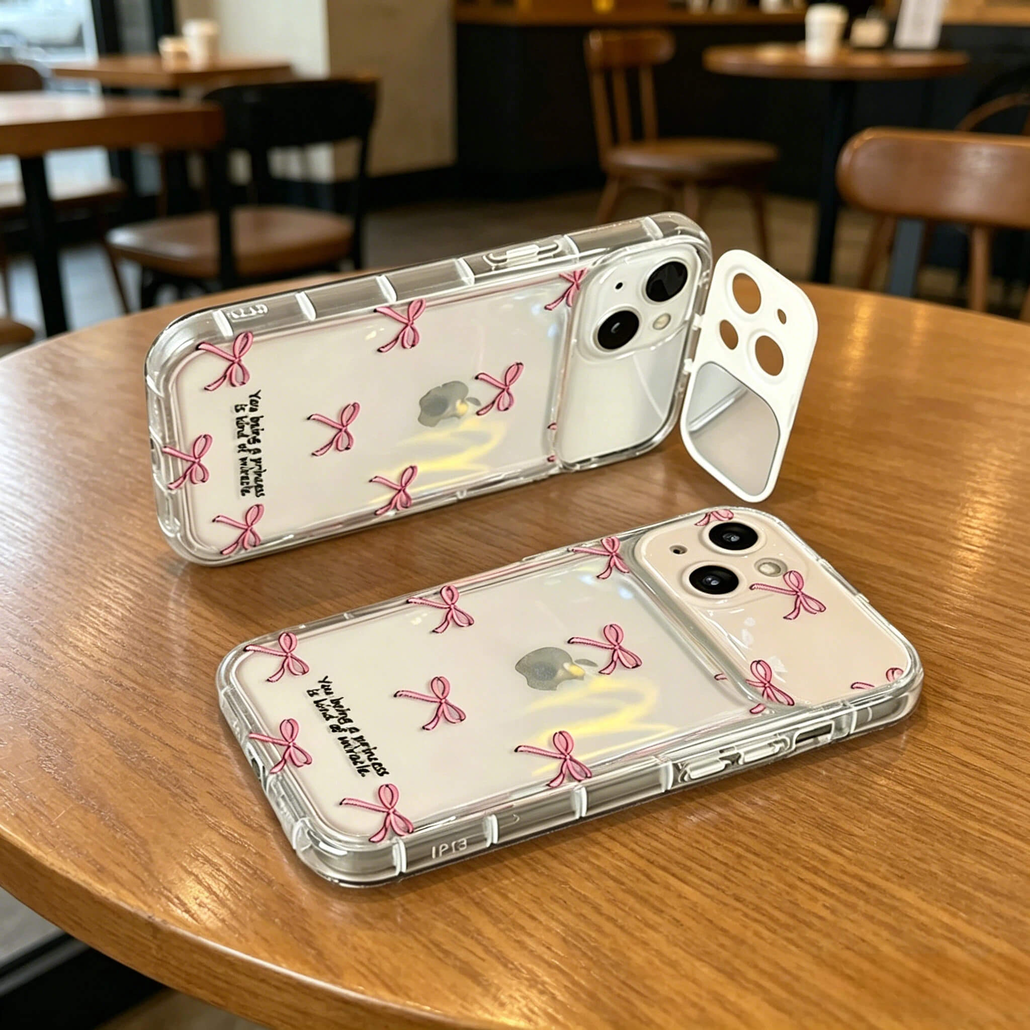 Bow Mirror Stand iPhone Case – Soft Glam Style & Full Protection